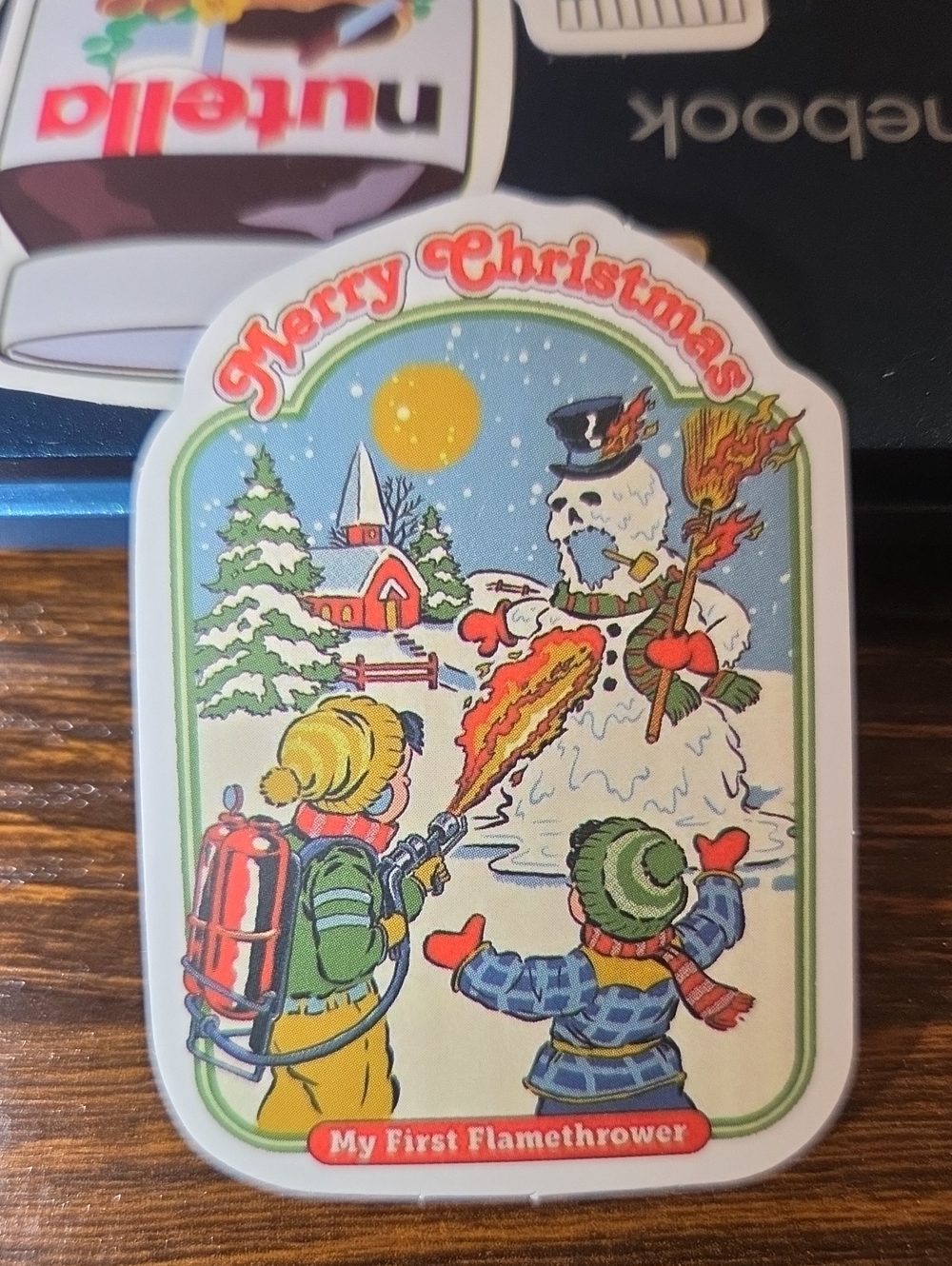 Holiday Sticker - My First Flamethrower Merry Christmas (Multicolor)